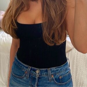 Princess Polly Elegant Black Ribbed Top
